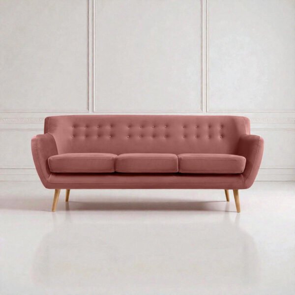 Blush Haven Tufted Fabric 3-seater Sofa