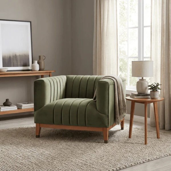 Olive Luxe Channel Tufted Accent Chair