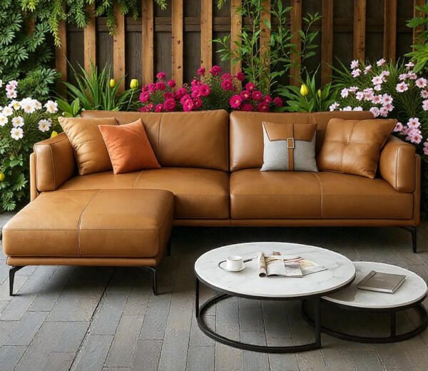 Saddle Luxe Leather L-shape Sofa